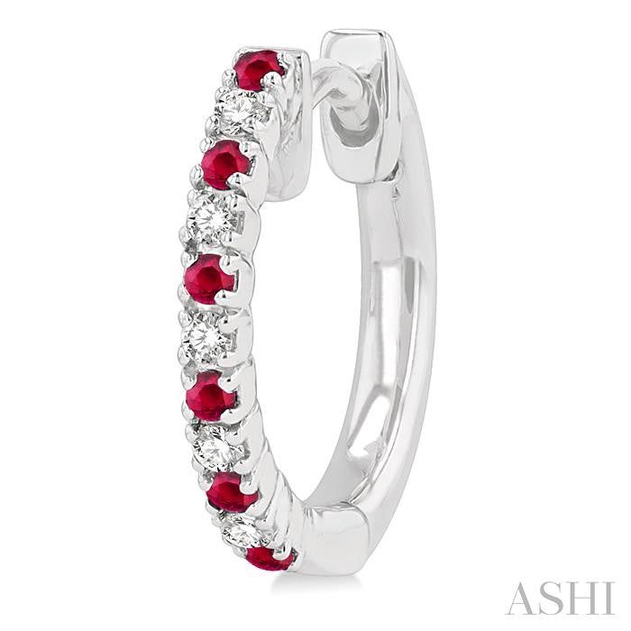 ASHI Alternate Gemstone & Diamond Huggie Fashion Earrings 58658PPTSERRBWG