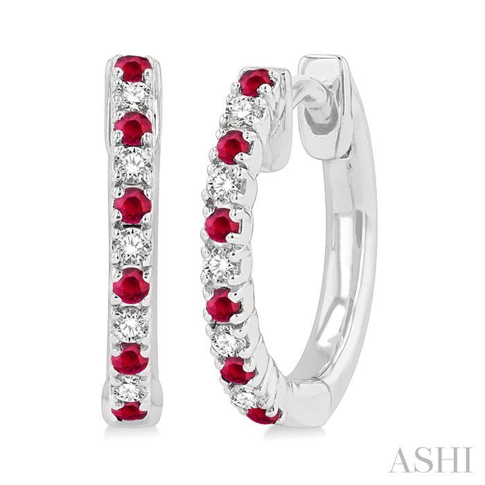 ASHI Alternate Gemstone & Diamond Huggie Fashion Earrings 58658PPTSERRBWG