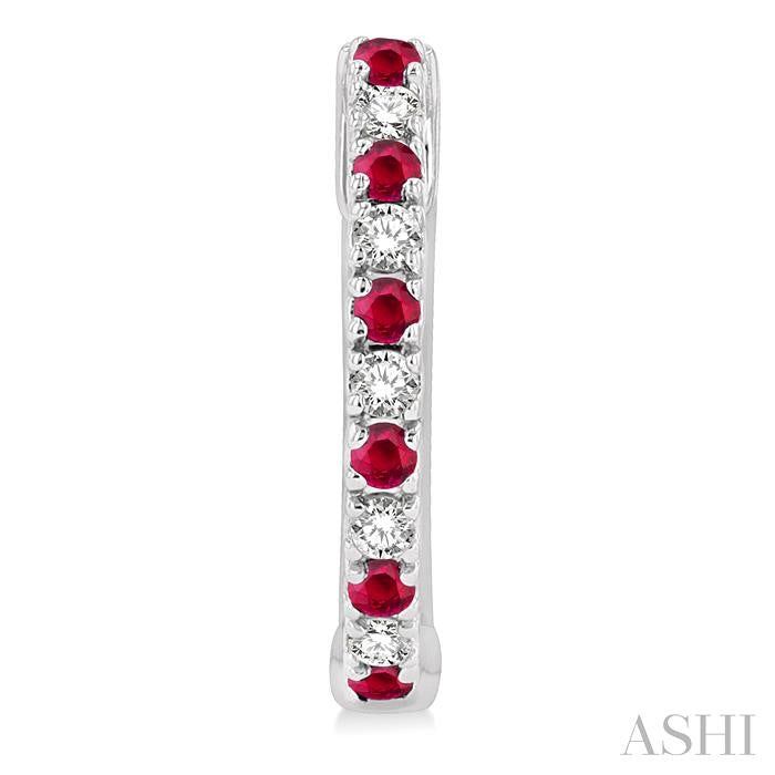 ASHI Alternate Gemstone & Diamond Huggie Fashion Earrings 58658PPTSERRBWG