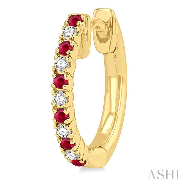 ASHI Alternate Gemstone & Diamond Huggie Fashion Earrings 58658PPTSERRBYG