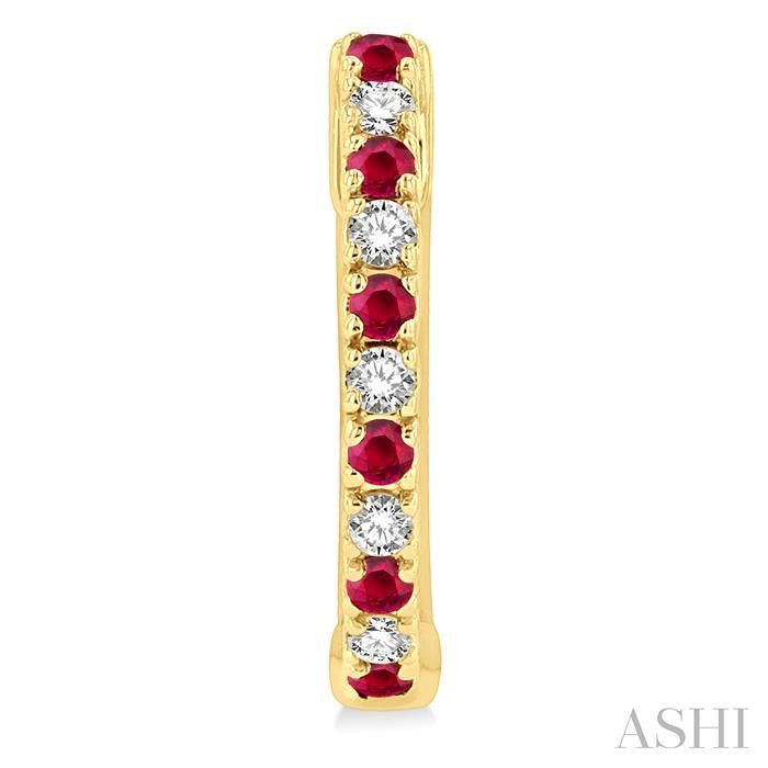 ASHI Alternate Gemstone & Diamond Huggie Fashion Earrings 58658PPTSERRBYG