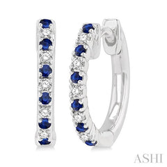ASHI Alternate Gemstone & Diamond Huggie Fashion Earrings 58658PPTSERSPWG
