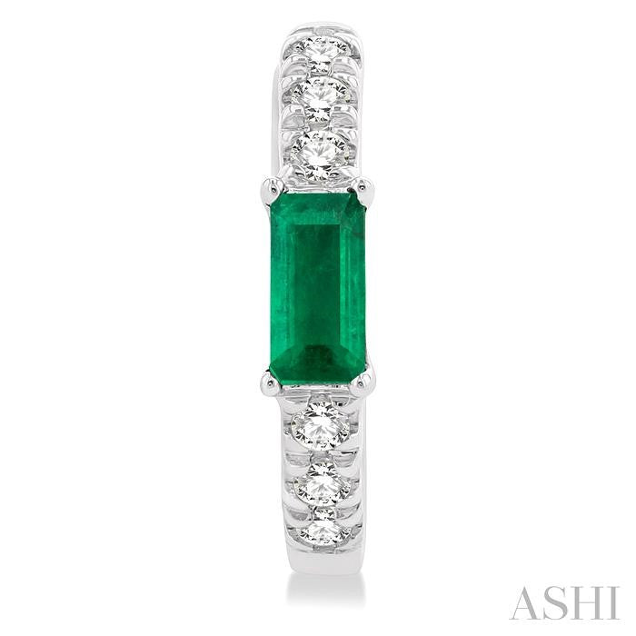 ASHI Emerald Shape Gemstone & Petite Diamond Huggie Fashion Earrings 58668PPTSEREMWG