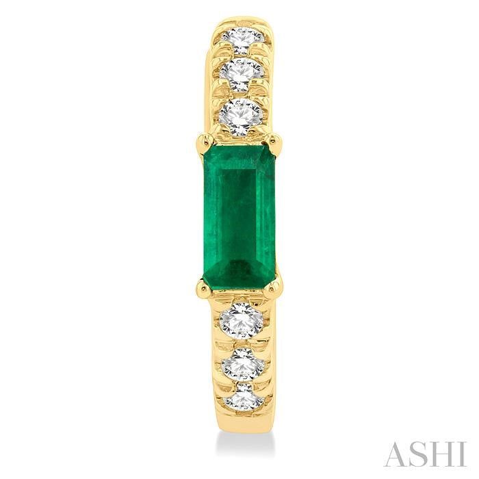 ASHI Emerald Shape Gemstone & Petite Diamond Huggie Fashion Earrings 58668PPTSEREMYG