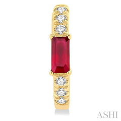 ASHI Emerald Shape Gemstone & Petite Diamond Huggie Fashion Earrings 58668PPTSERRBYG