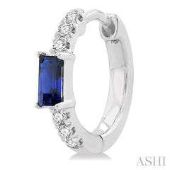 ASHI Emerald Shape Gemstone & Petite Diamond Huggie Fashion Earrings 58668PPTSERSPWG