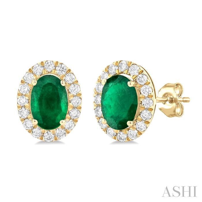 ASHI Oval Shape Gemstone & Halo Diamond Earrings 58696PPFGEREMYG-OV