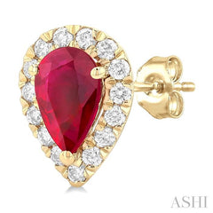 ASHI Pear Shape Gemstone & Halo Diamond Earrings 58696PPFGERRBYG-PR