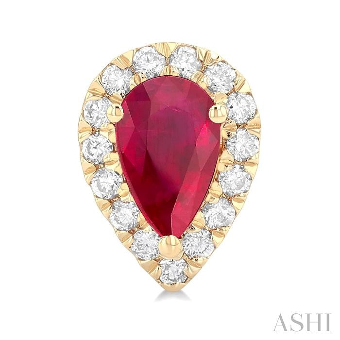 ASHI Pear Shape Gemstone & Halo Diamond Earrings 58696PPFGERRBYG-PR