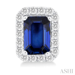 ASHI Emerald Shape Gemstone & Halo Diamond Earrings 58696PPFGERSPWG-OC