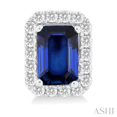 ASHI Emerald Shape Gemstone & Halo Diamond Earrings 58696PPFGERSPWG-OC