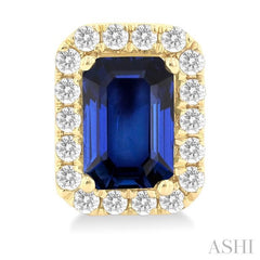 ASHI Emerald Shape Gemstone & Halo Diamond Earrings 58696PPFGERSPYG-OC
