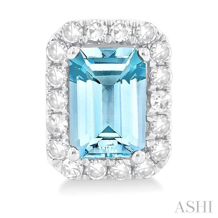ASHI Emerald Shape Gemstone & Halo Diamond Earrings 58696PPTGERAQWG-OC