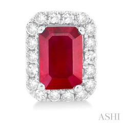 ASHI Emerald Shape Gemstone & Halo Diamond Earrings 58696PPTGERRBWG-OC