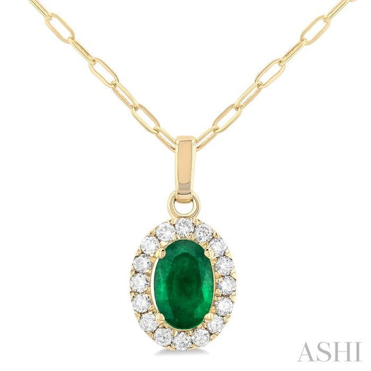 ASHI Oval Shape Gemstone & Halo Diamond Pendant 58698PPFGPDEMYG-OV
