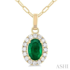 ASHI Oval Shape Gemstone & Halo Diamond Pendant 58698PPFGPDEMYG-OV