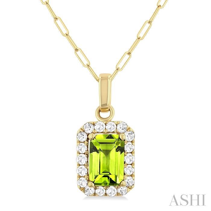 ASHI Emerald Shape Gemstone & Halo Diamond Pendant 58698PPFGPDPEYG-OC