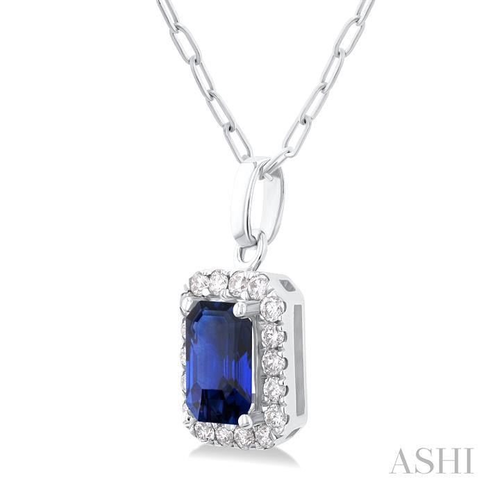 ASHI Emerald Shape Gemstone & Halo Diamond Pendant 58698PPFGPDSPWG-OC