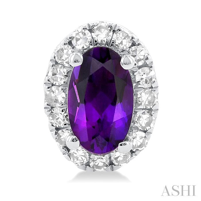 ASHI Oval Shape Gemstone & Halo Diamond Earrings 58698PPFSERAMWG-OV