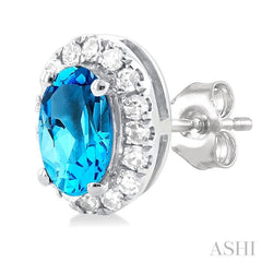 ASHI Oval Shape Gemstone & Halo Diamond Earrings 58698PPFSERBTWG-OV