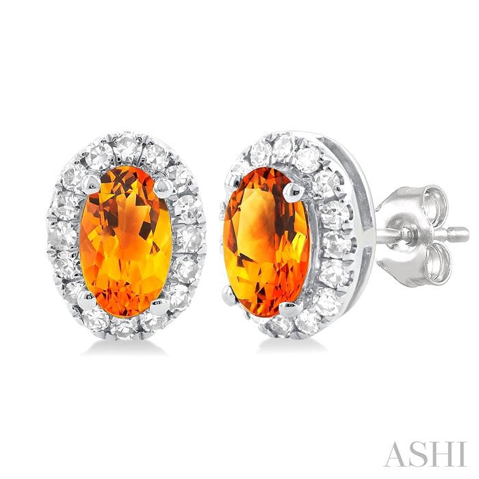 ASHI Oval Shape Gemstone & Halo Diamond Earrings 58698PPFSERCTWG-OV