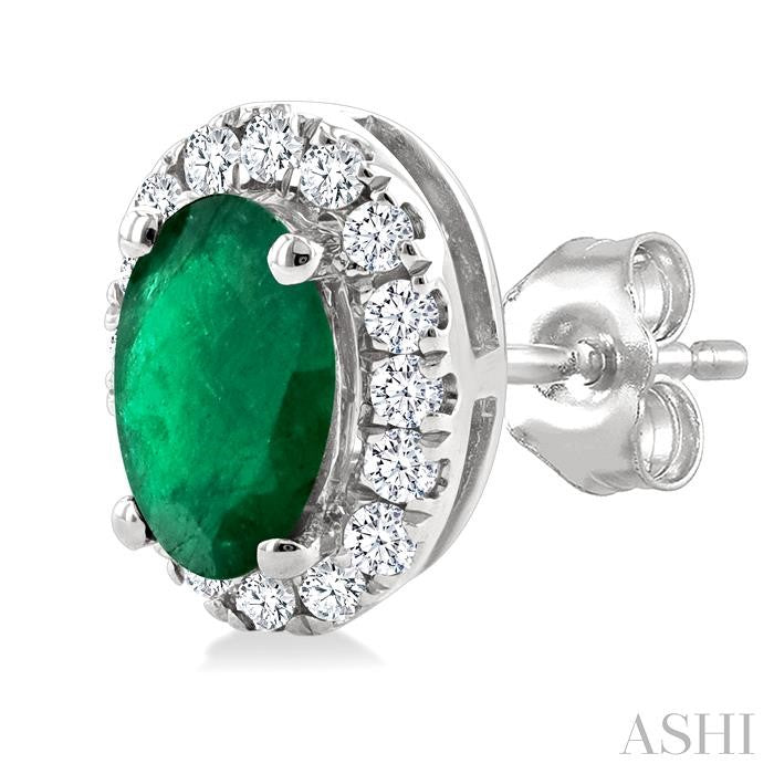 ASHI Oval Shape Gemstone & Halo Diamond Earrings 58698PPFSEREMWG-OV