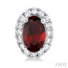 ASHI Oval Shape Gemstone & Halo Diamond Earrings 58698PPFSERGTWG-OV