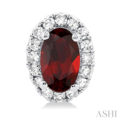 ASHI Oval Shape Gemstone & Halo Diamond Earrings 58698PPFSERGTWG-OV