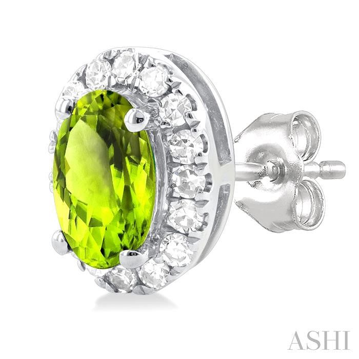 ASHI Oval Shape Gemstone & Halo Diamond Earrings 58698PPFSERPEWG-OV