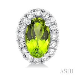 ASHI Oval Shape Gemstone & Halo Diamond Earrings 58698PPFSERPEWG-OV