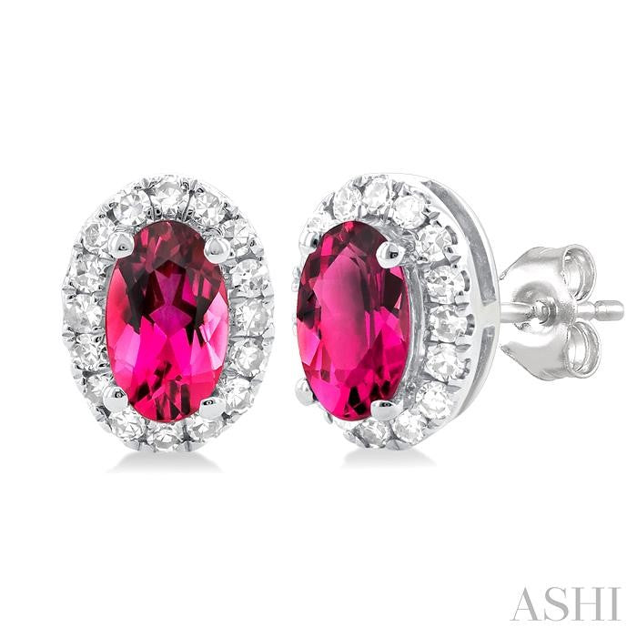 ASHI Oval Shape Gemstone & Halo Diamond Earrings 58698PPFSERPTWG-OV