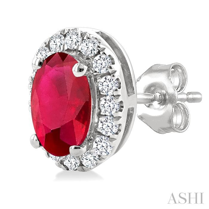 ASHI Oval Shape Gemstone & Halo Diamond Earrings 58698PPFSERRBWG-OV