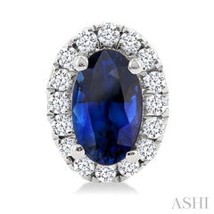 ASHI Oval Shape Gemstone & Halo Diamond Earrings 58698PPFSERSPWG-OV