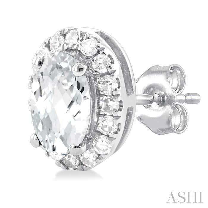 ASHI Oval Shape Gemstone & Halo Diamond Earrings 58698PPFSERWTWG-OV