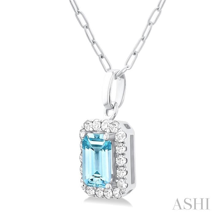 ASHI Emerald Shape Gemstone & Halo Diamond Pendant 58698PPTGPDAQWG-OC