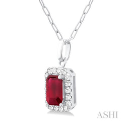 ASHI Emerald Shape Gemstone & Halo Diamond Pendant 58698PPTGPDRBWG-OC