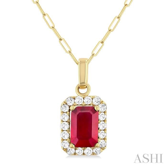 ASHI Emerald Shape Gemstone & Halo Diamond Pendant 58698PPTGPDRBYG-OC