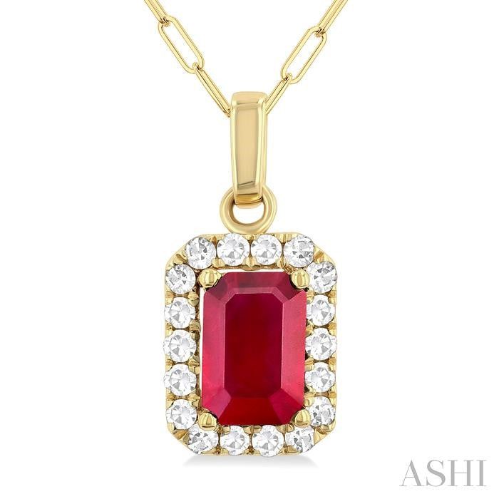 ASHI Emerald Shape Gemstone & Halo Diamond Pendant 58698PPTGPDRBYG-OC