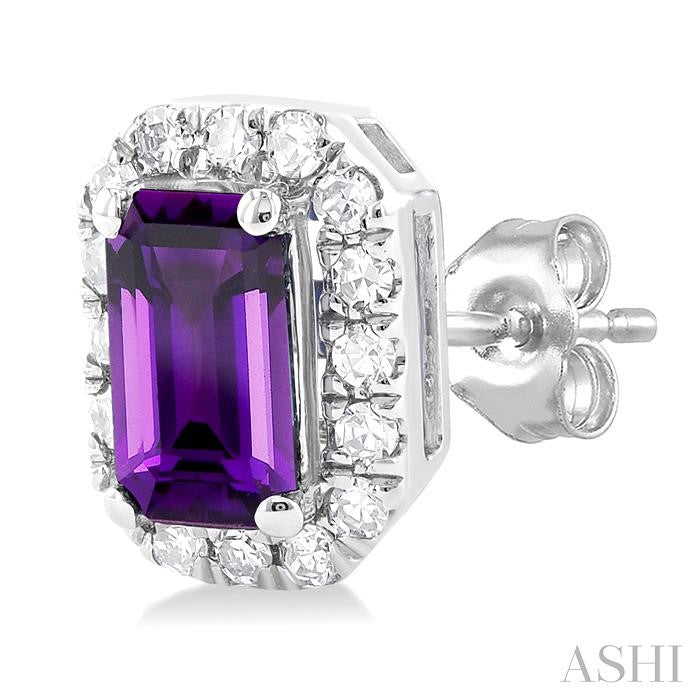 ASHI Emerald Shape Gemstone & Halo Diamond Earrings 58698PPTSERAMWG-OC