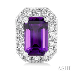 ASHI Emerald Shape Gemstone & Halo Diamond Earrings 58698PPTSERAMWG-OC