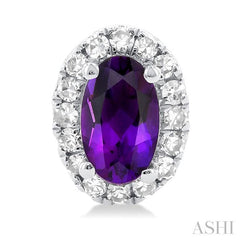 ASHI Oval Shape Gemstone & Halo Diamond Earrings 58698PPTSERAMWG-OV