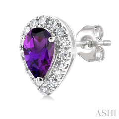 ASHI Pear Shape Gemstone & Halo Diamond Earrings 58698PPTSERAMWG-PR
