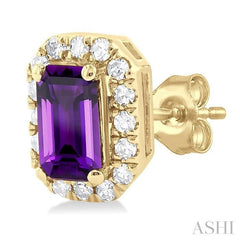 ASHI Emerald Shape Gemstone & Halo Diamond Earrings 58698PPTSERAMYG-OC