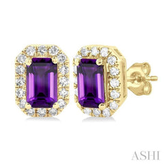ASHI Emerald Shape Gemstone & Halo Diamond Earrings 58698PPTSERAMYG-OC