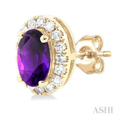 ASHI Oval Shape Gemstone & Halo Diamond Earrings 58698PPTSERAMYG-OV