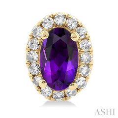 ASHI Oval Shape Gemstone & Halo Diamond Earrings 58698PPTSERAMYG-OV