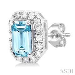 ASHI Emerald Shape Gemstone & Halo Diamond Earrings 58698PPTSERAQWG-OC