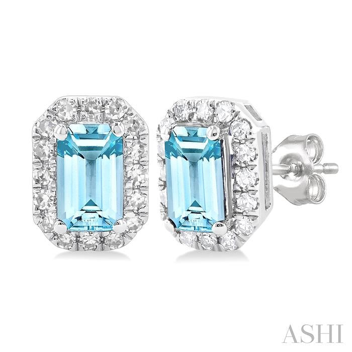 ASHI Emerald Shape Gemstone & Halo Diamond Earrings 58698PPTSERAQWG-OC