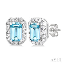 ASHI Emerald Shape Gemstone & Halo Diamond Earrings 58698PPTSERAQWG-OC