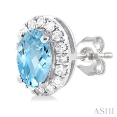 ASHI Oval Shape Gemstone & Halo Diamond Earrings 58698PPTSERAQWG-OV